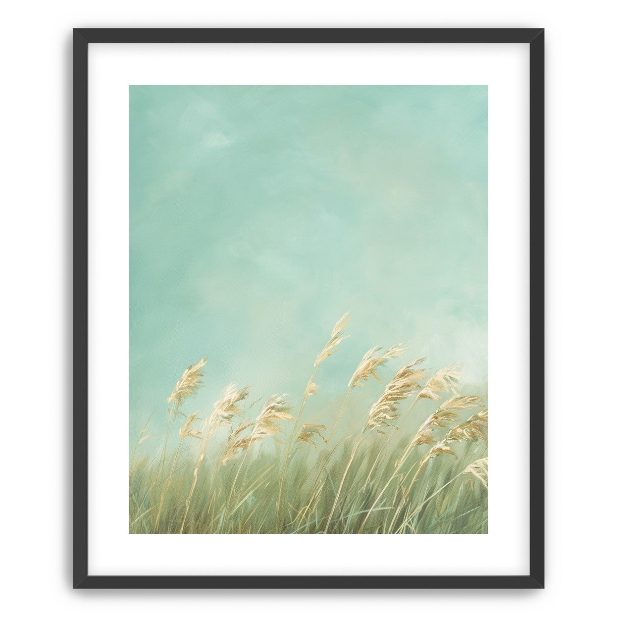 Turquoise sky over pale grass