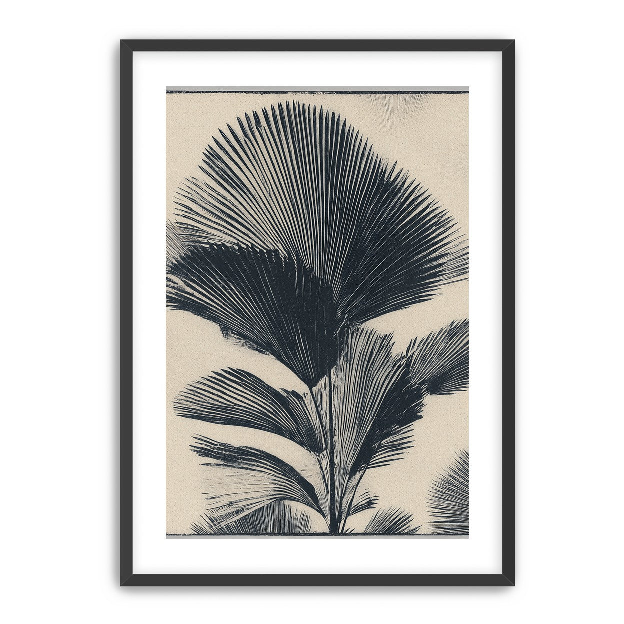 Palm fronds in black ink