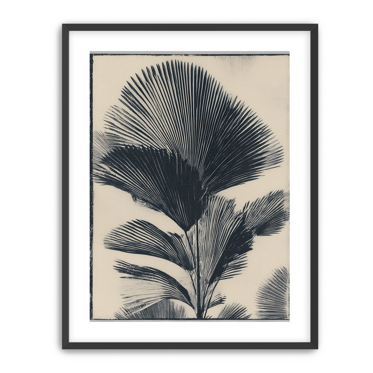 Palm fronds in black ink