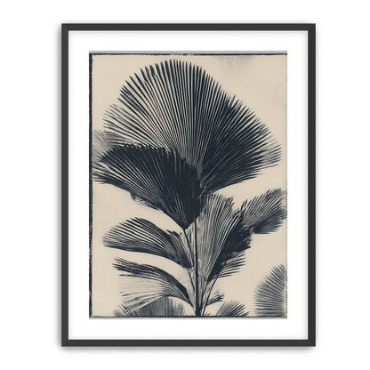 Palm fronds in black ink