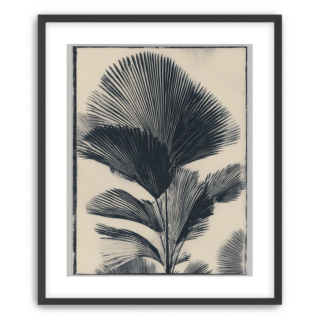 Palm fronds in black ink