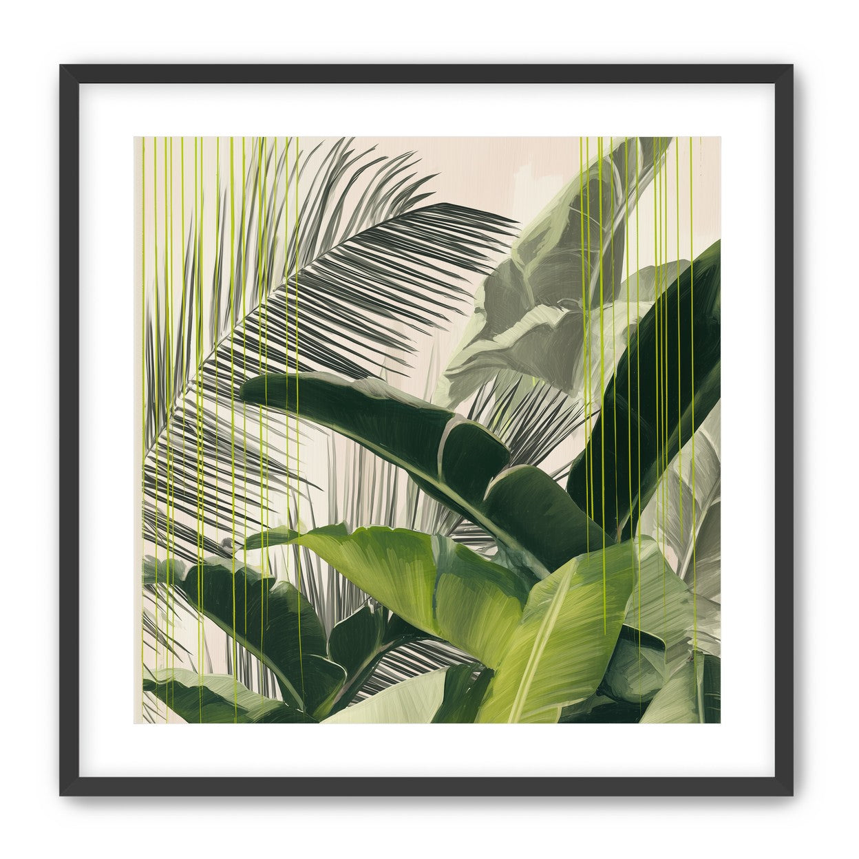 Green drips over palms