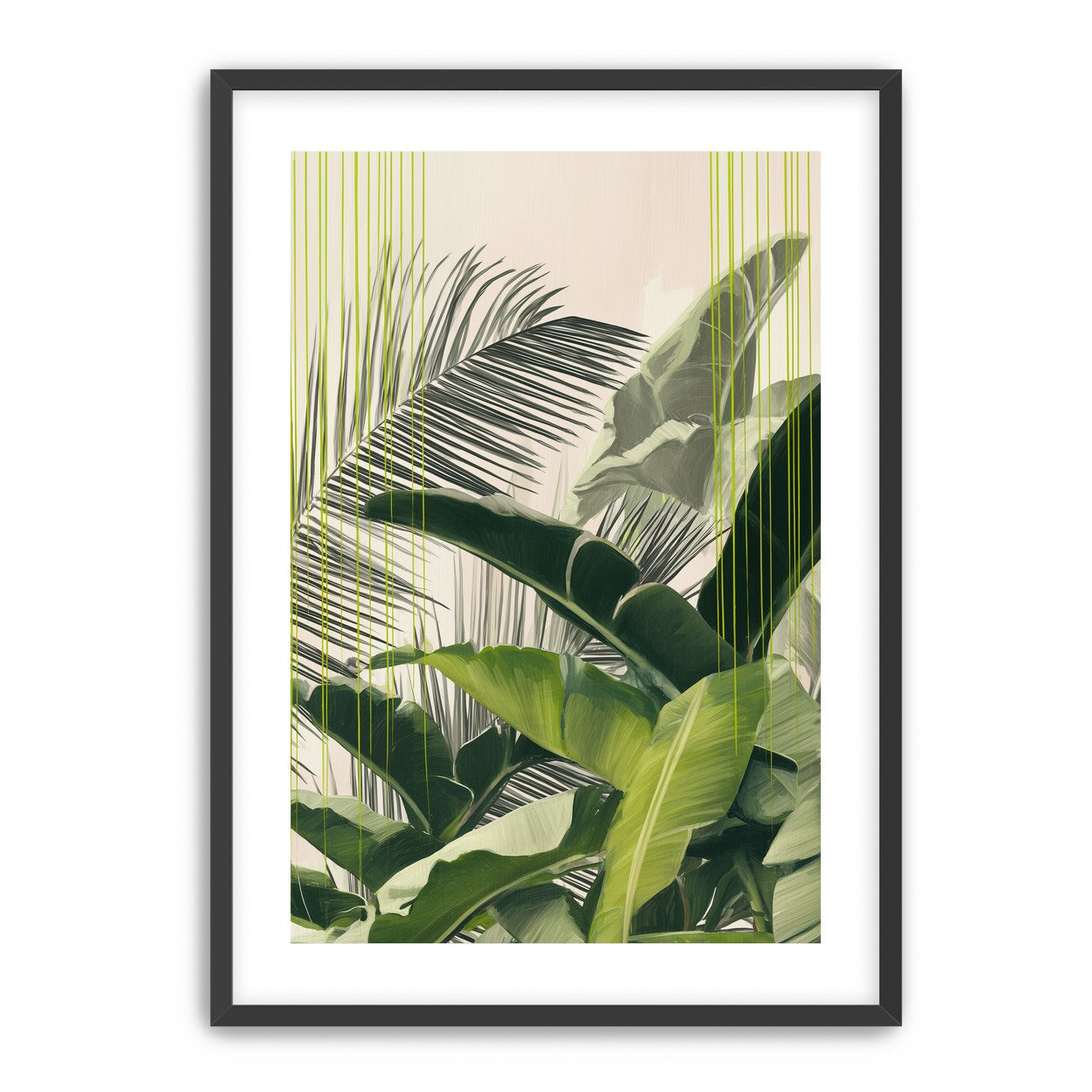 Green drips over palms
