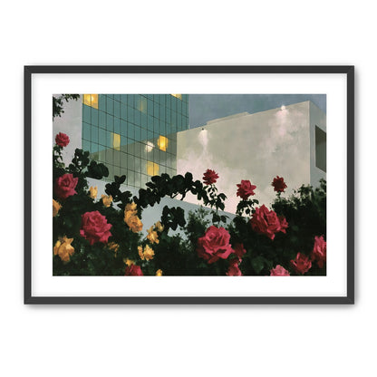 Roses under office lights