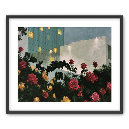 Roses under office lights