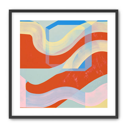 Translucent bands over red blocks