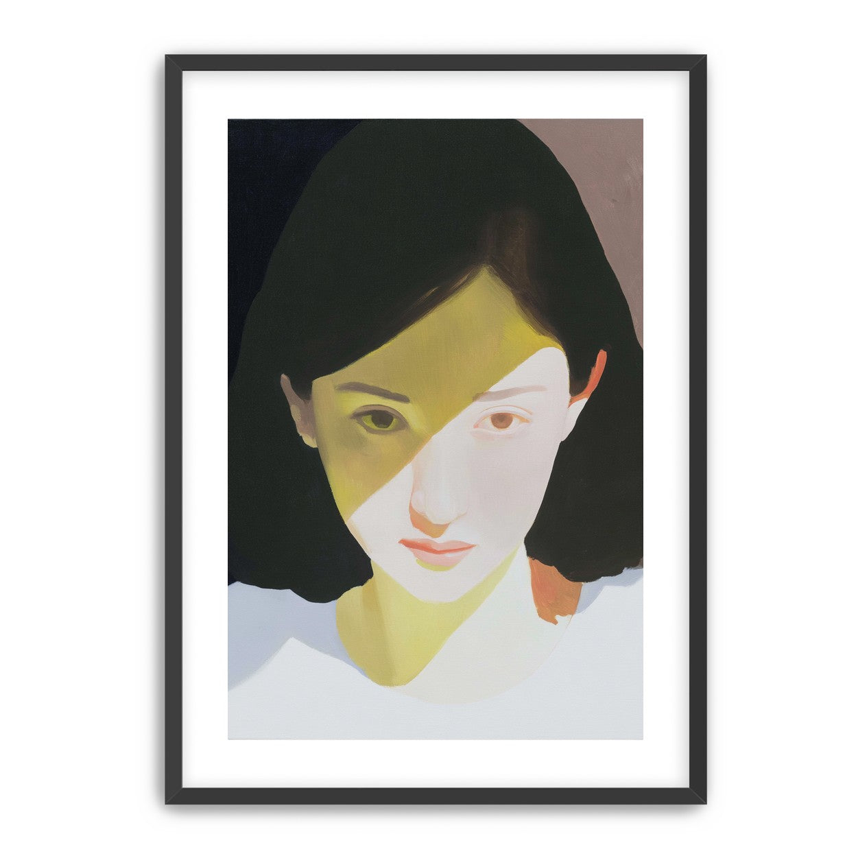 Yellow light across her face