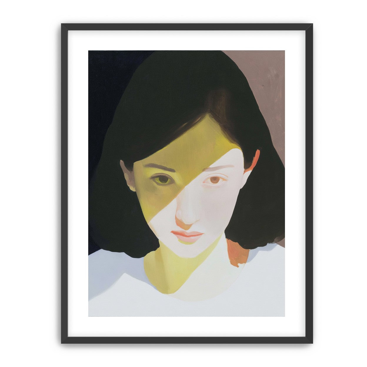 Yellow light across her face