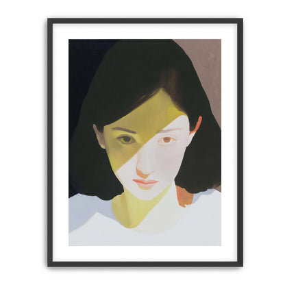 Yellow light across her face