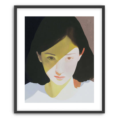 Yellow light across her face