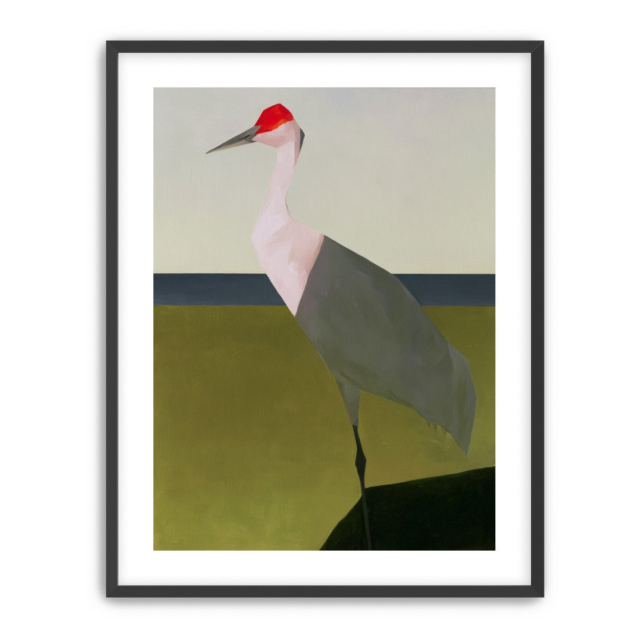 Red crown crane at the shore