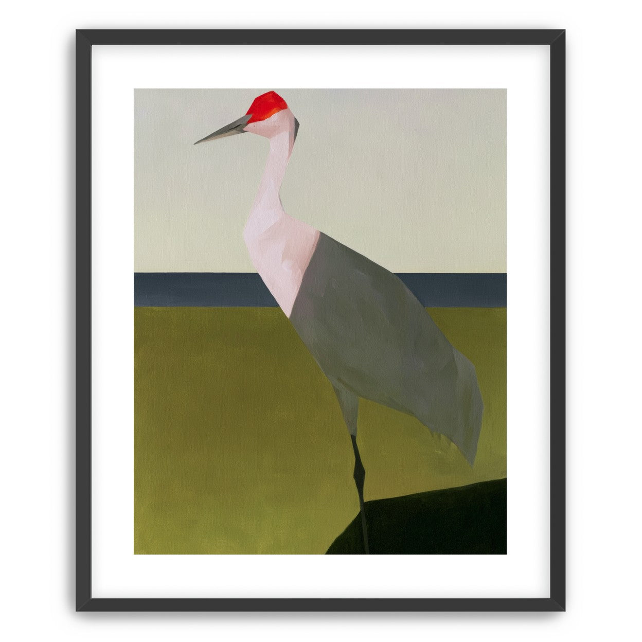 Red crown crane at the shore
