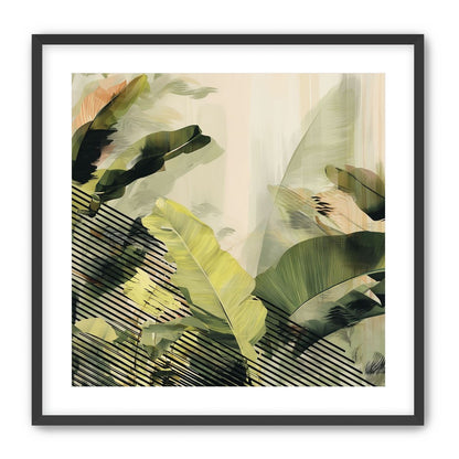 Green leaves over black stripes