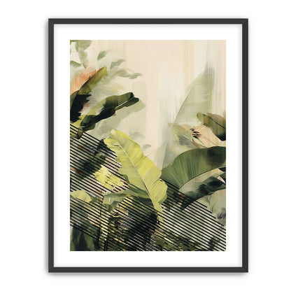Green leaves over black stripes
