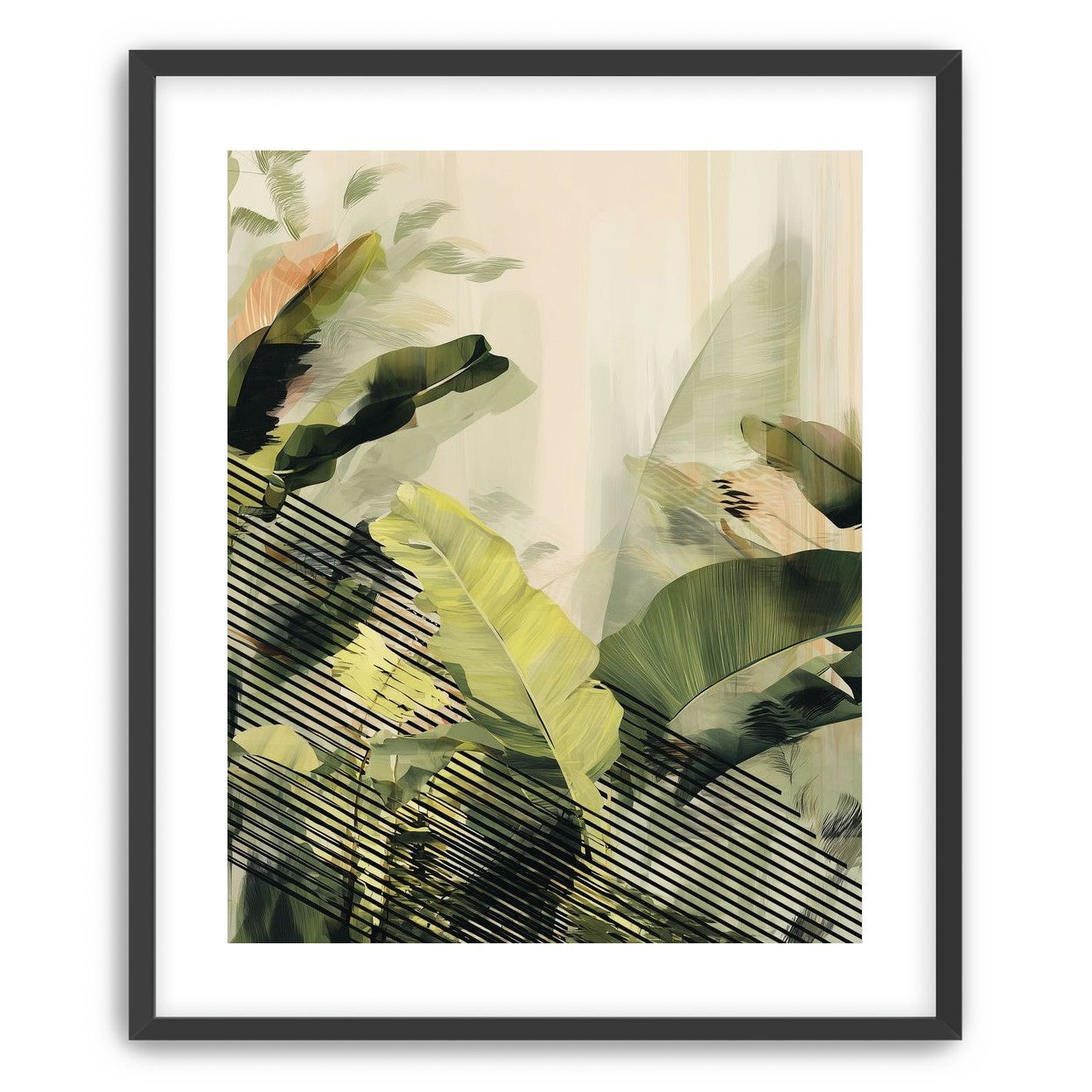 Green leaves over black stripes