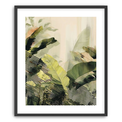 Green leaves over black stripes
