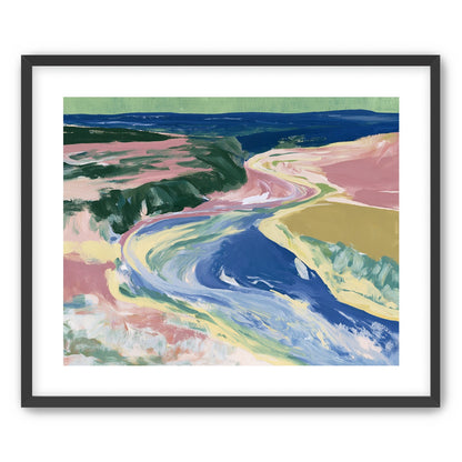 River bend in pink fields