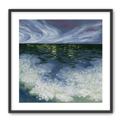 Foam and starlight at sea