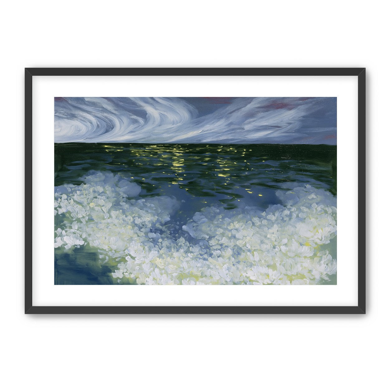 Foam and starlight at sea
