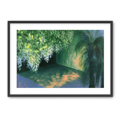 Yellow light on green pond