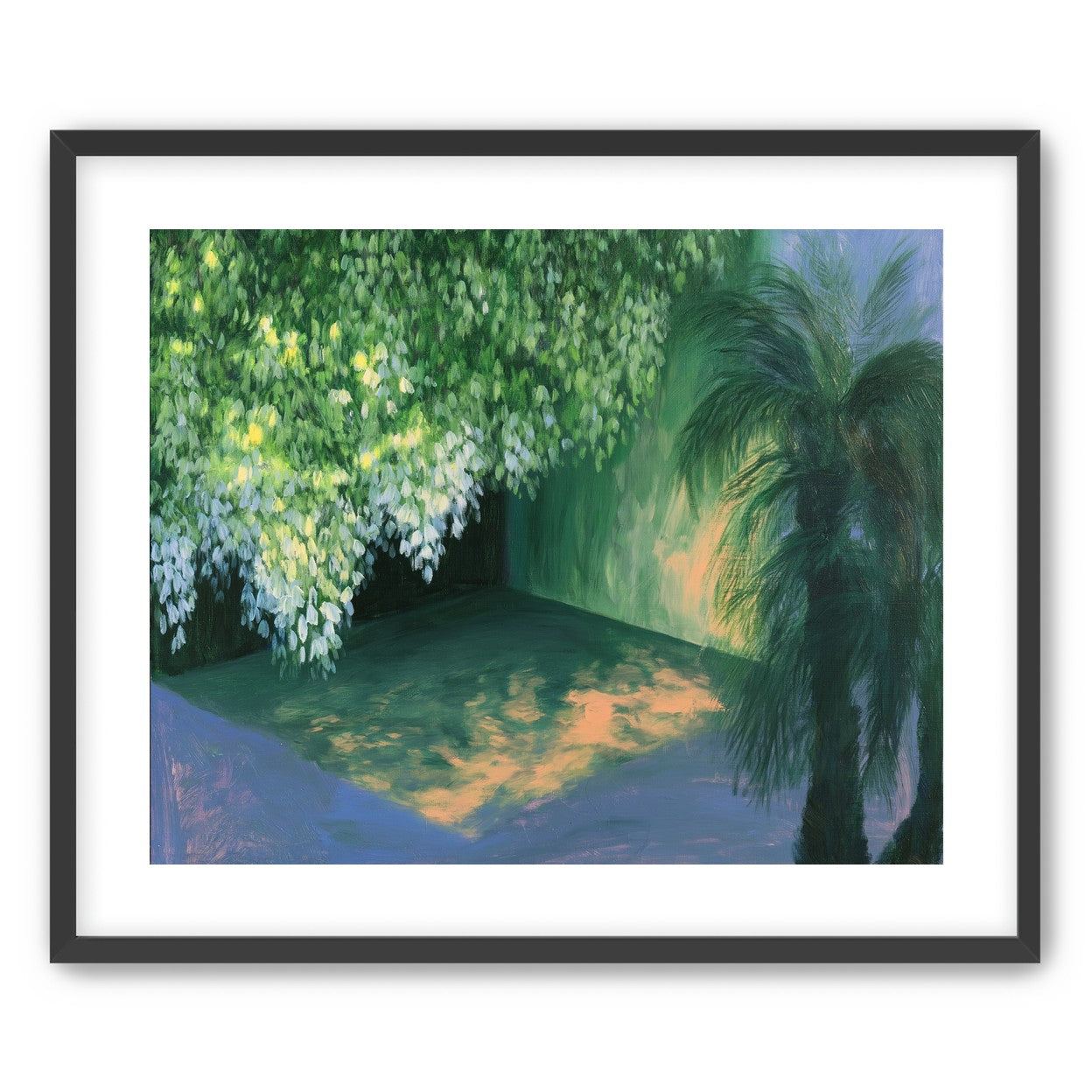 Yellow light on green pond
