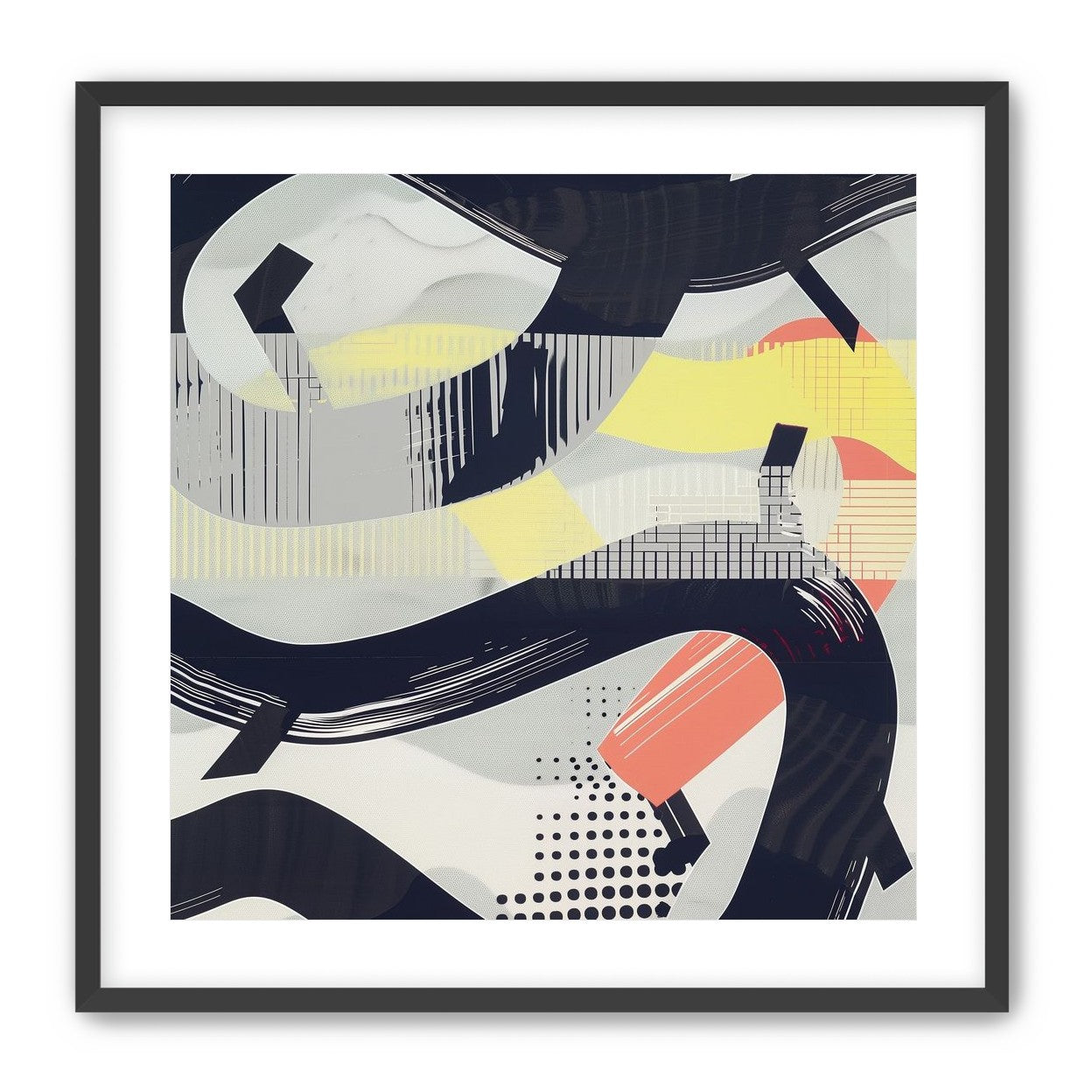 Black loops over yellow blocks