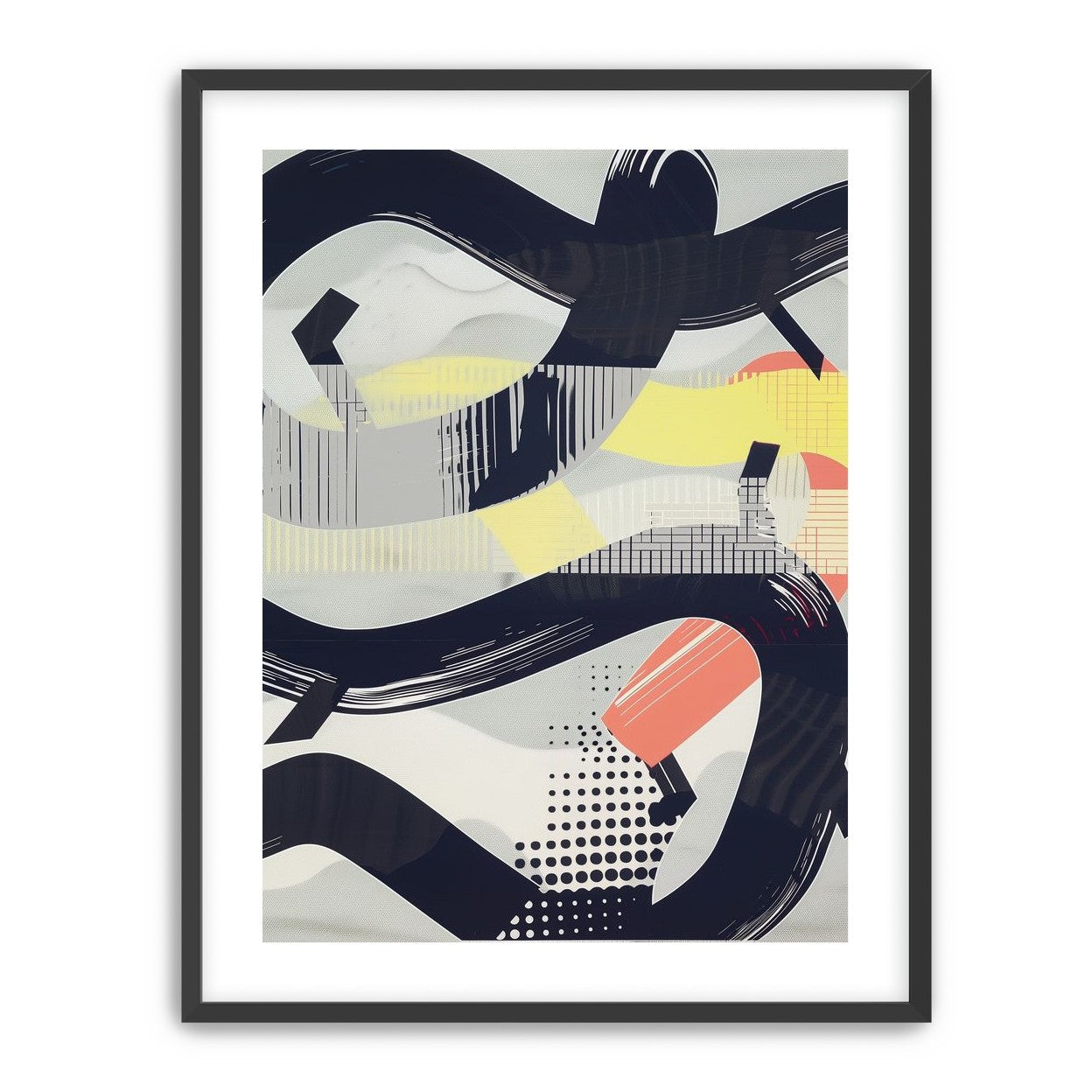 Black loops over yellow blocks
