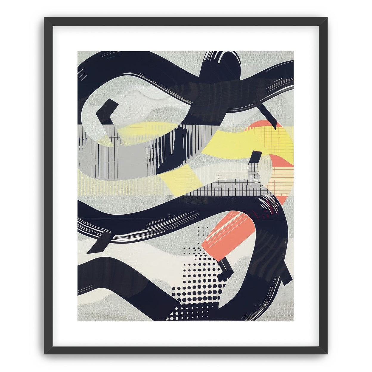 Black loops over yellow blocks
