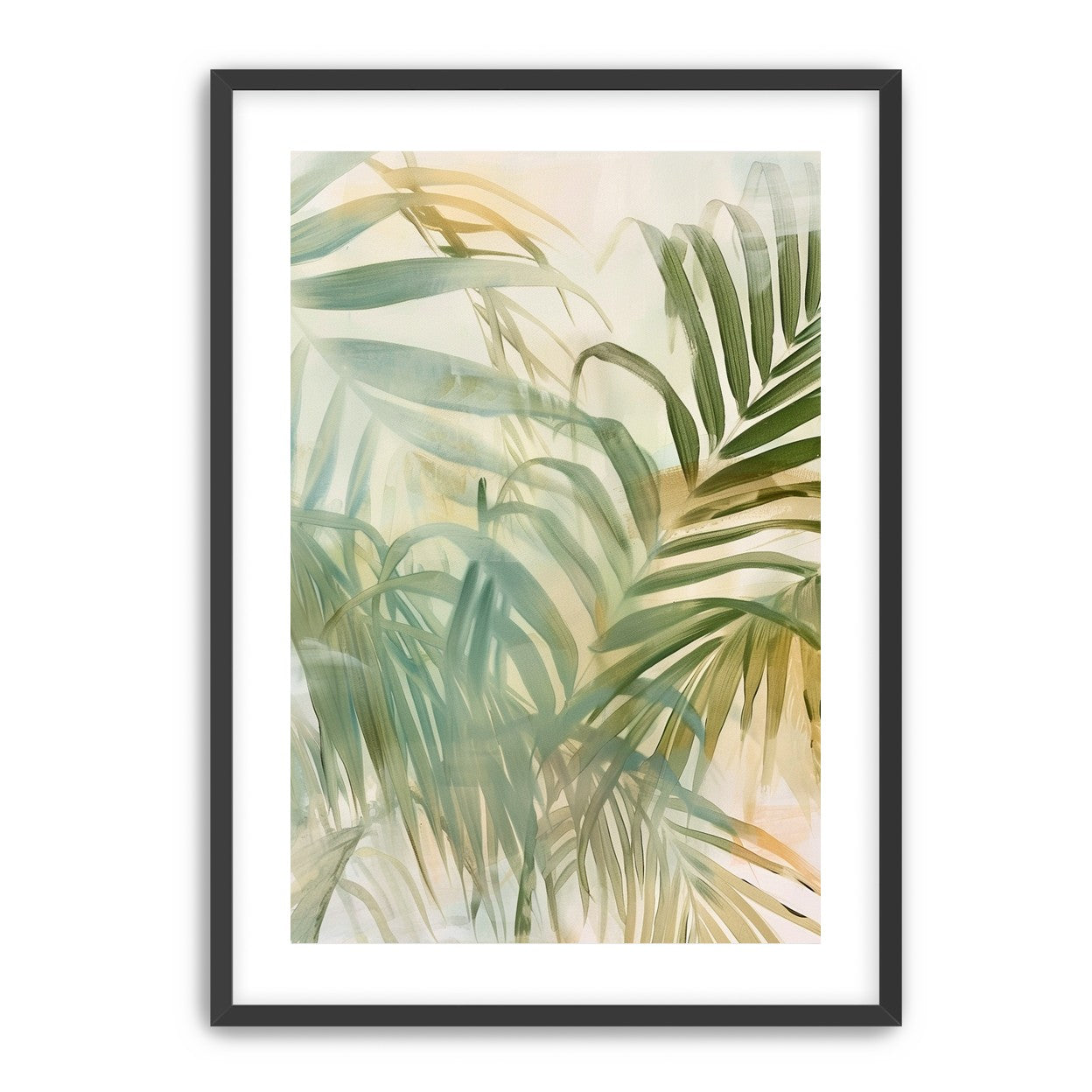 Palm leaves in pale wash