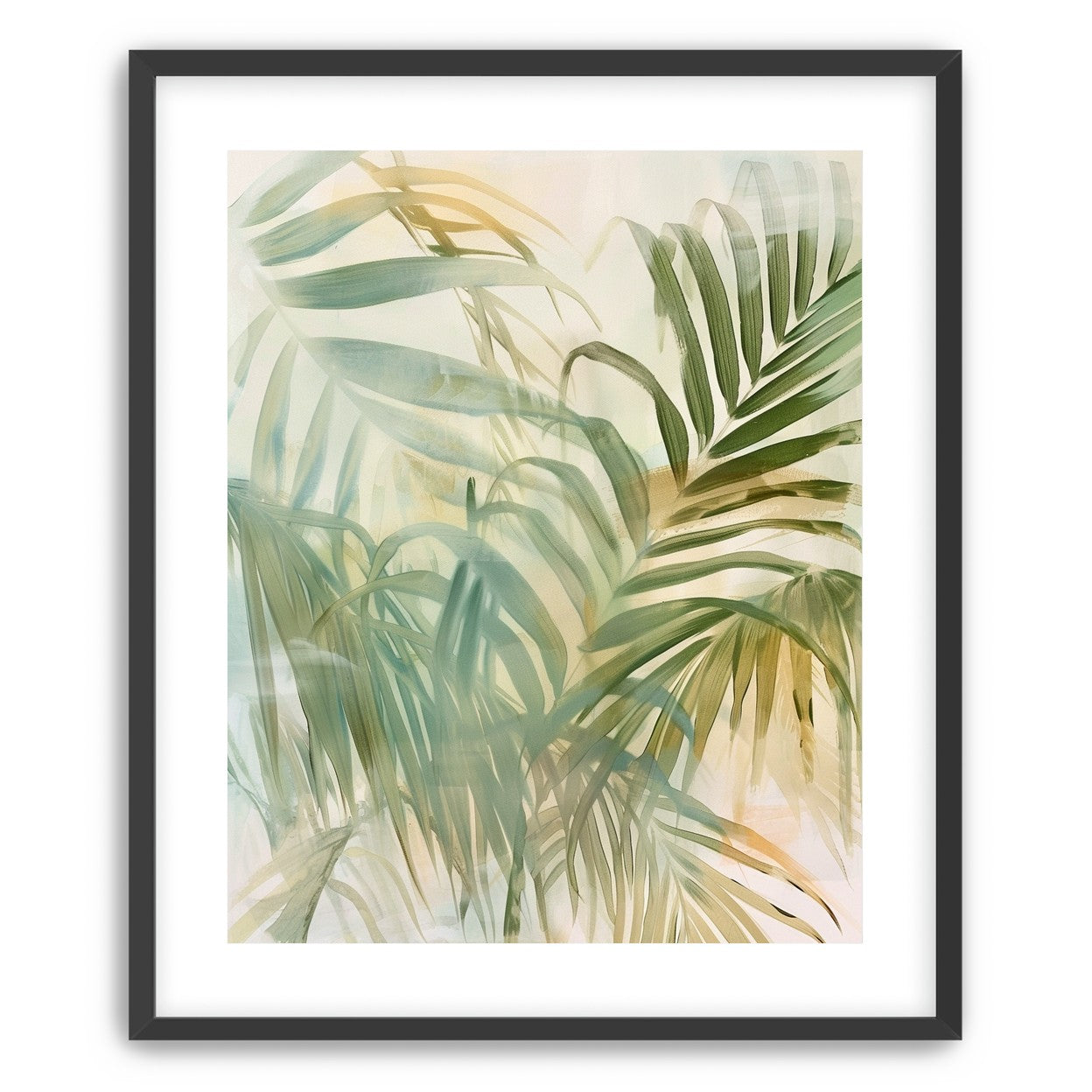 Palm leaves in pale wash