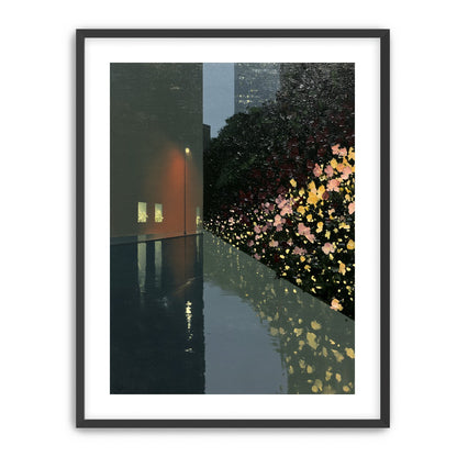 Flowers beside the wet wall