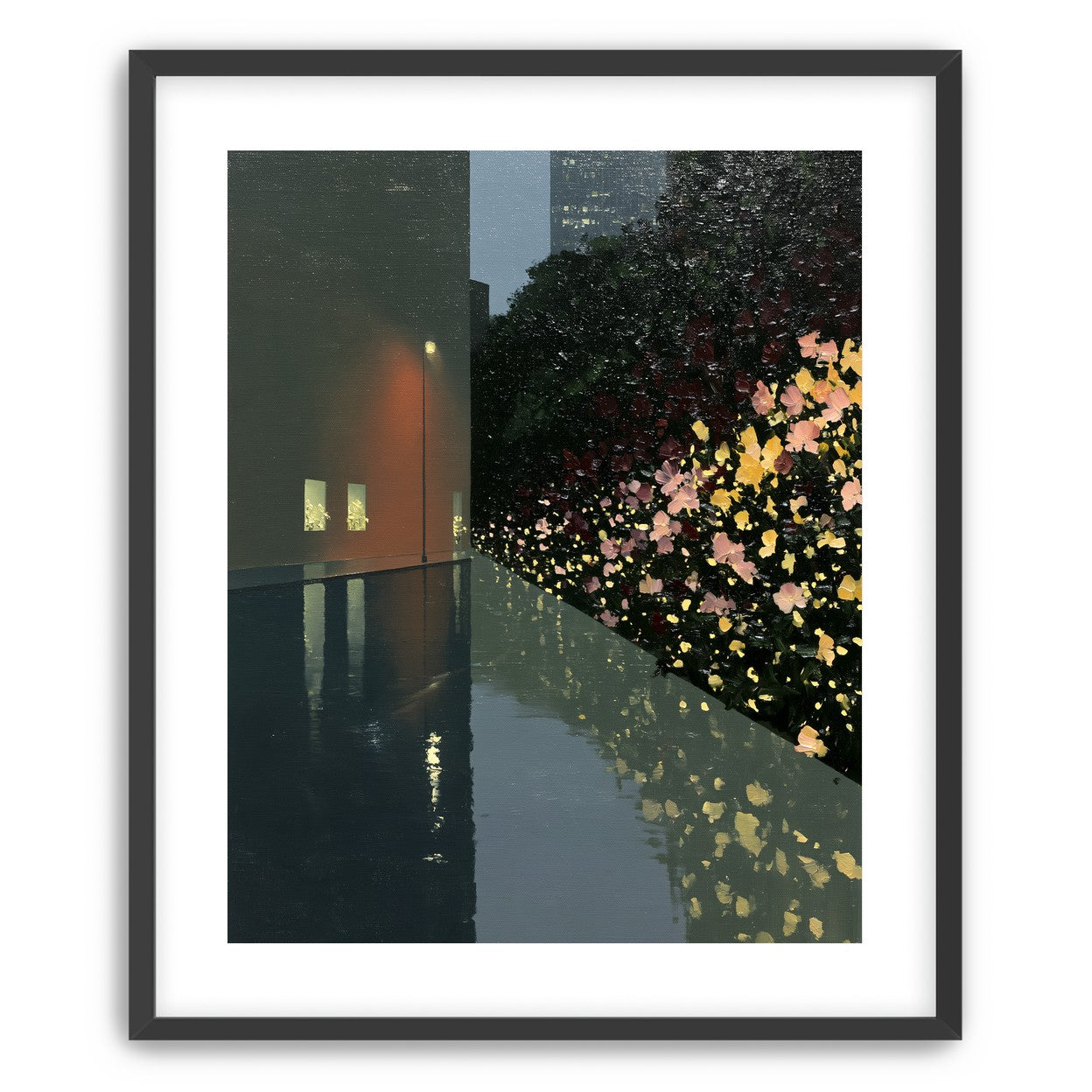 Flowers beside the wet wall