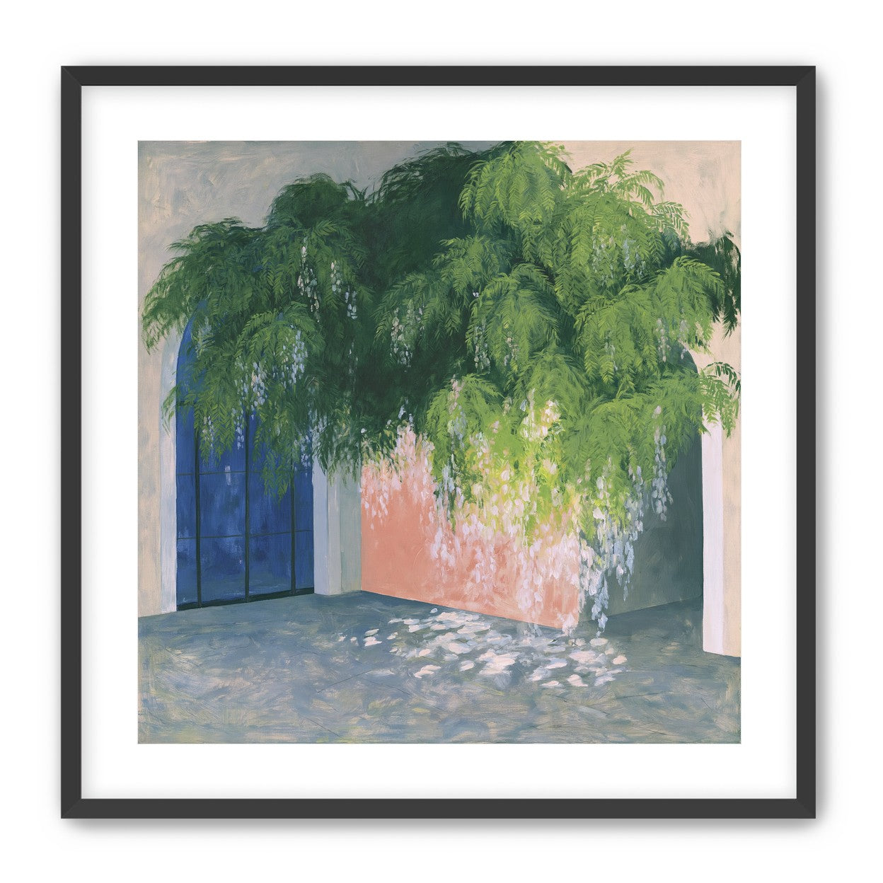 Blossoms over the blue door
