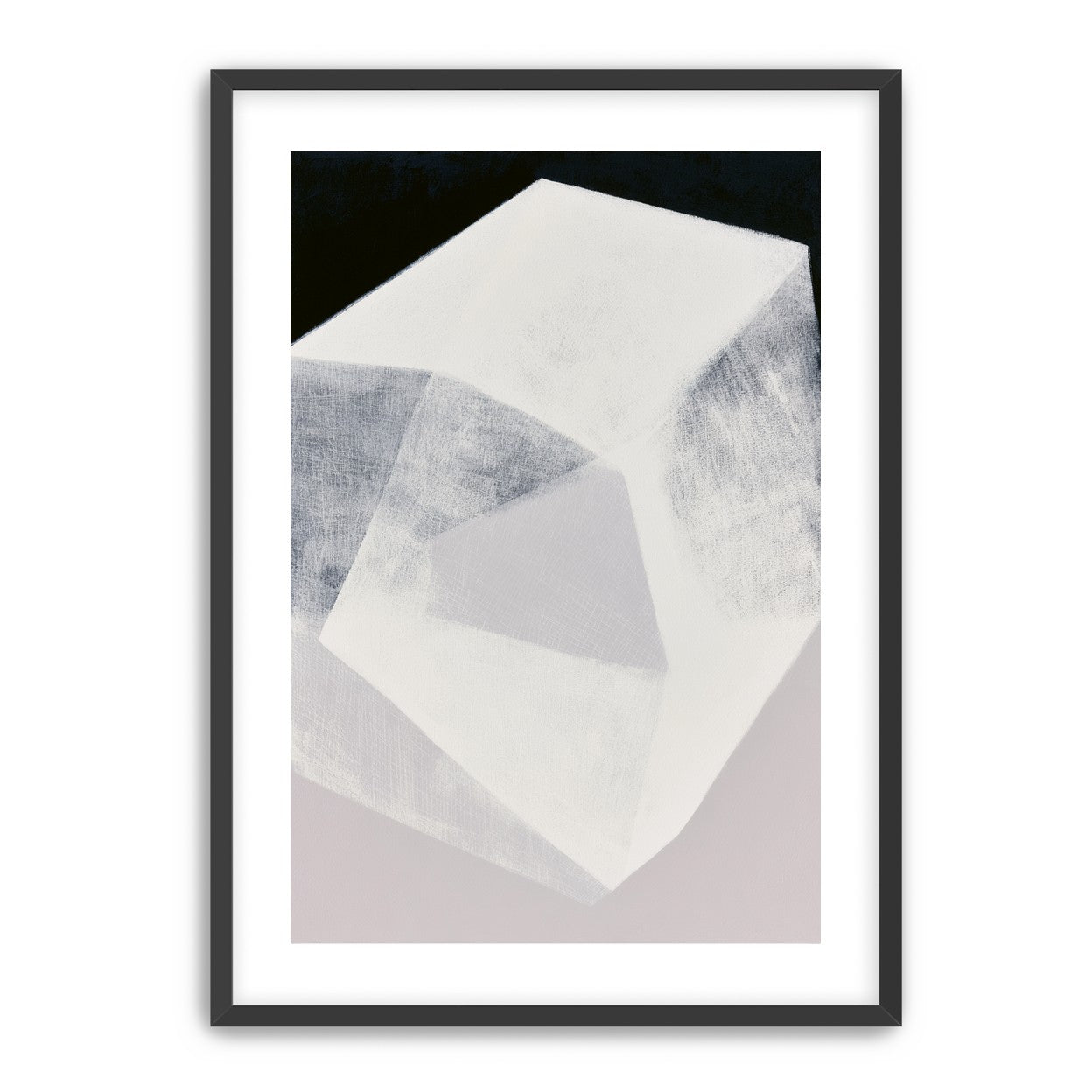 Milkwhite facets in deep black