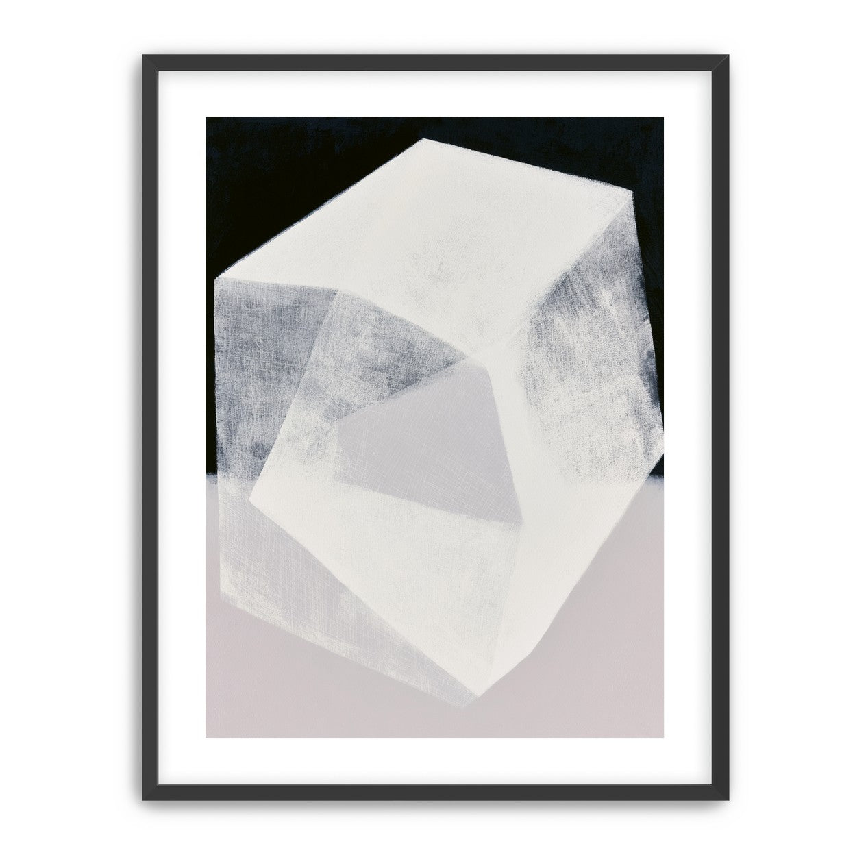 Milkwhite facets in deep black