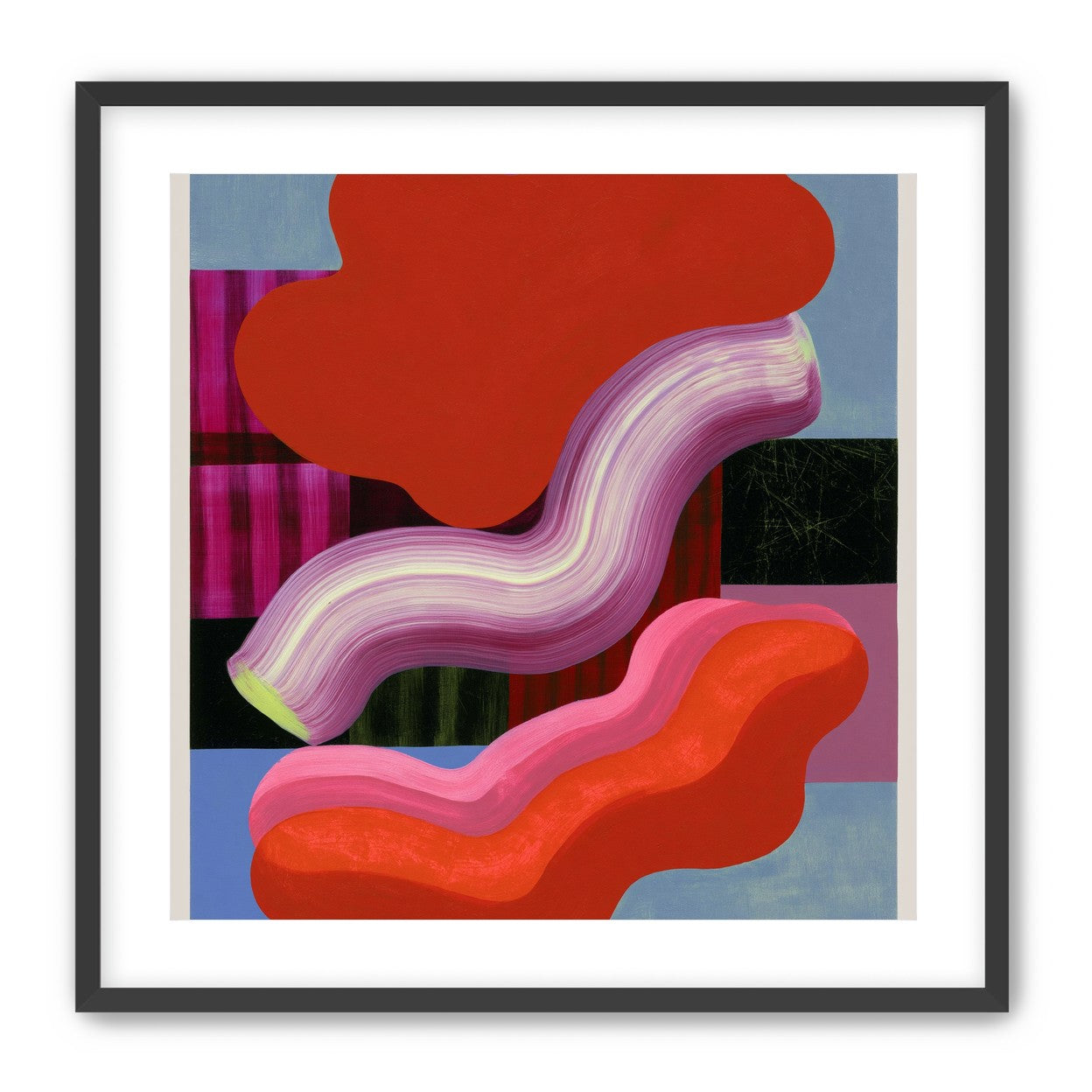 Layered red forms on grid