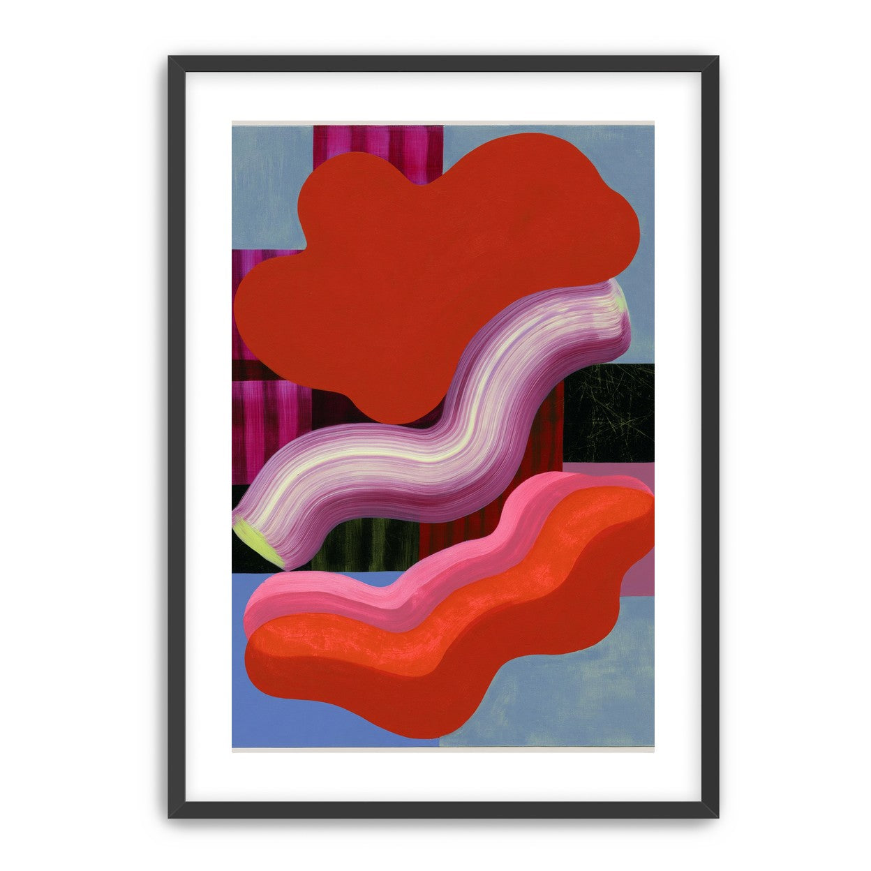 Layered red forms on grid