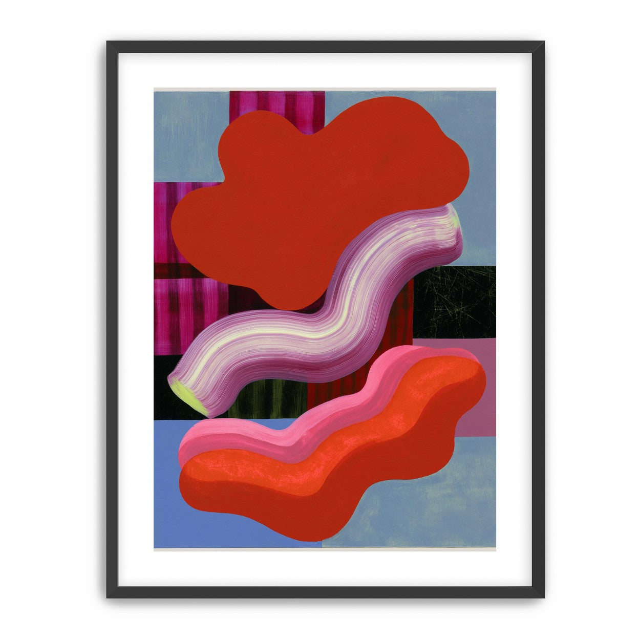 Layered red forms on grid