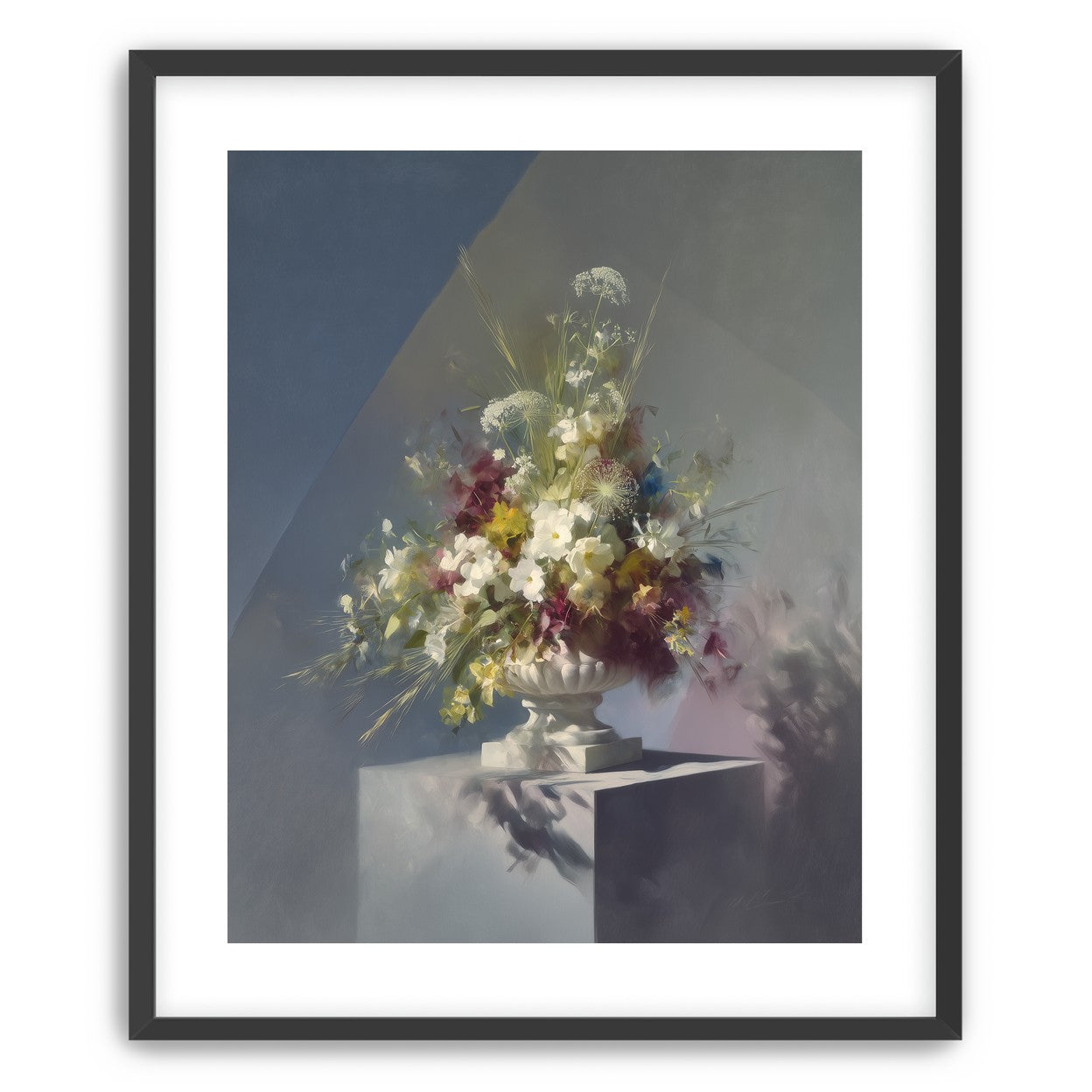 White urn within angled light