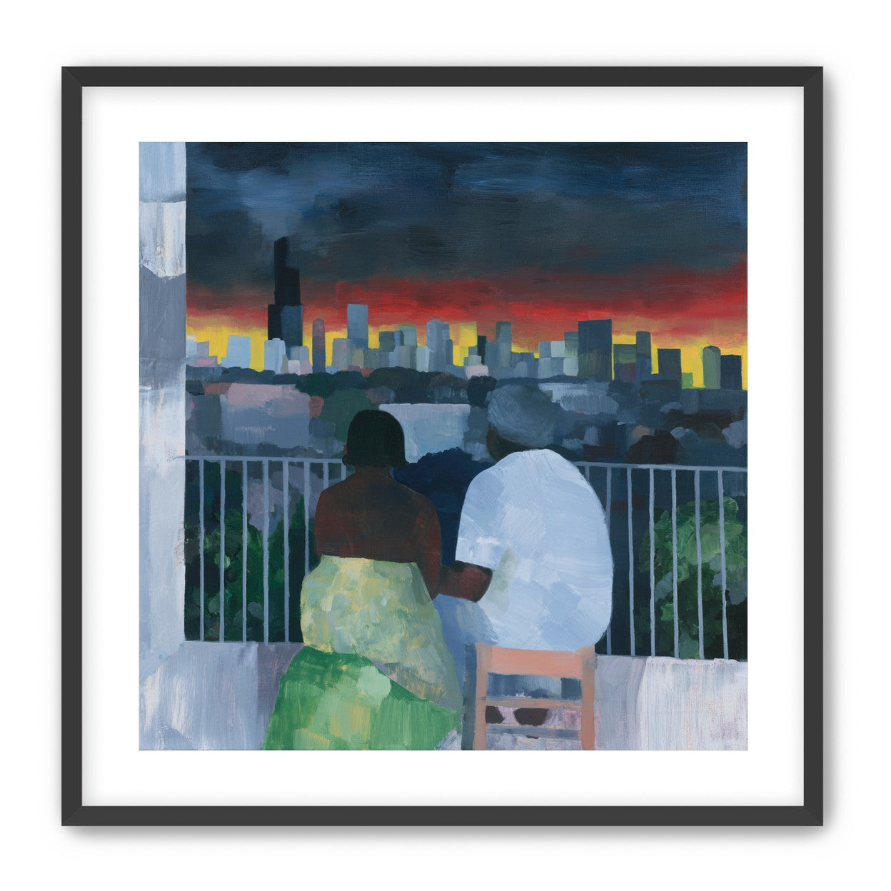 Two on the balcony at dusk