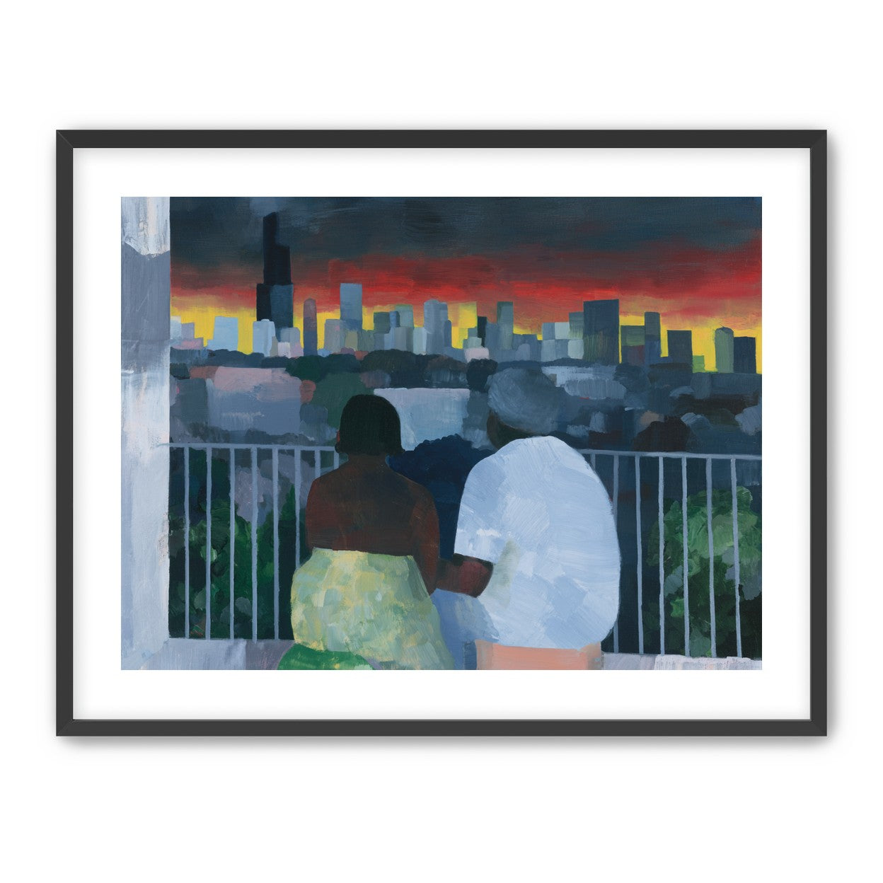 Two on the balcony at dusk