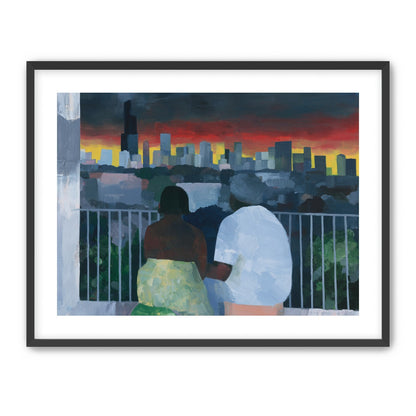 Two on the balcony at dusk