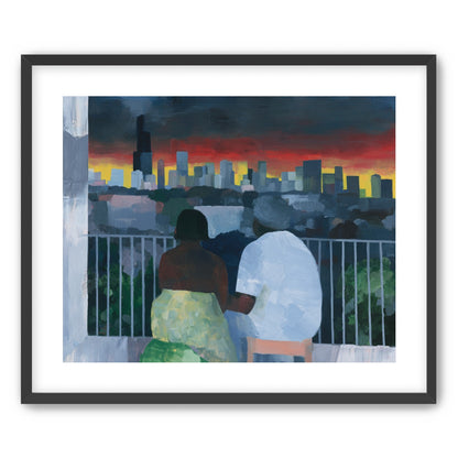 Two on the balcony at dusk