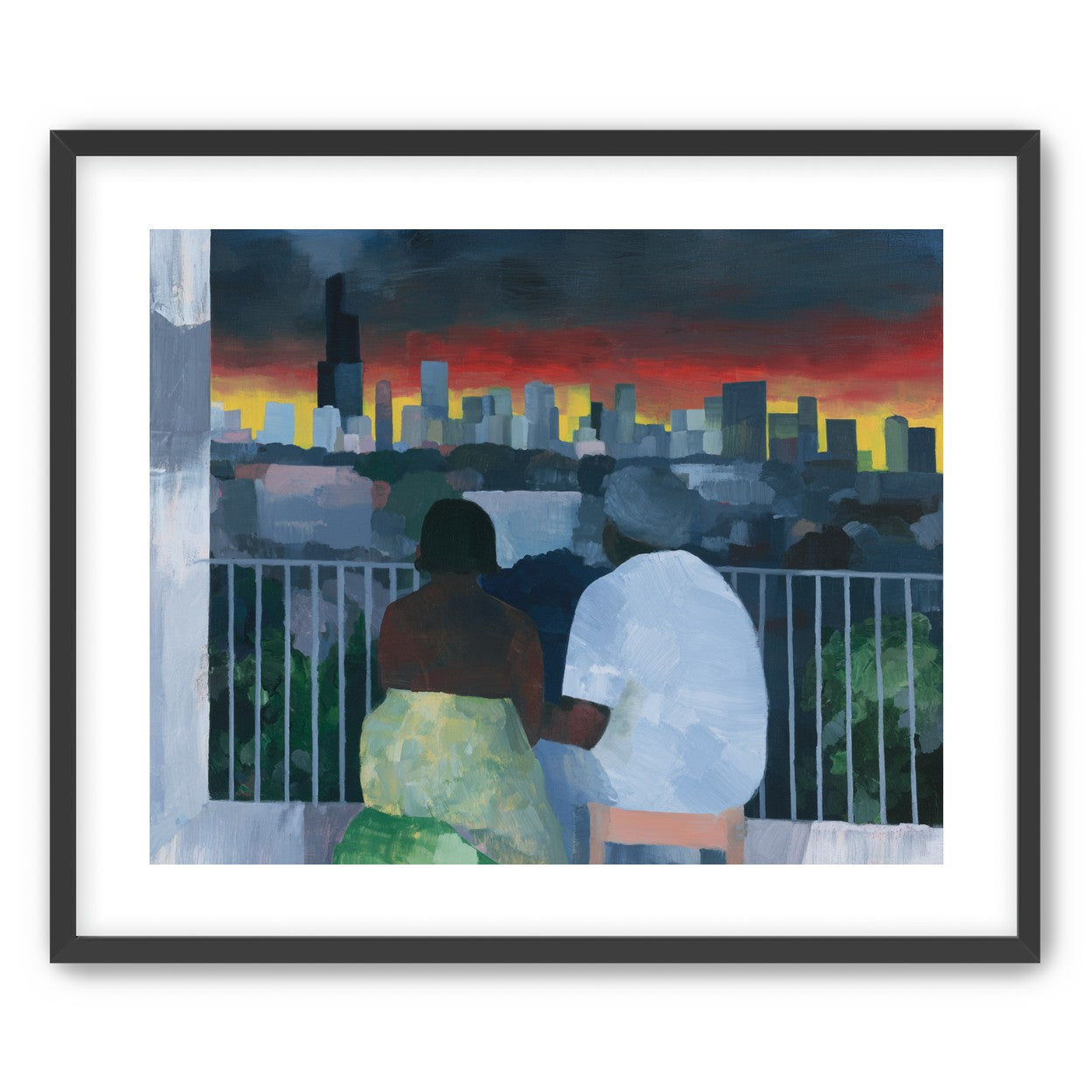 Two on the balcony at dusk