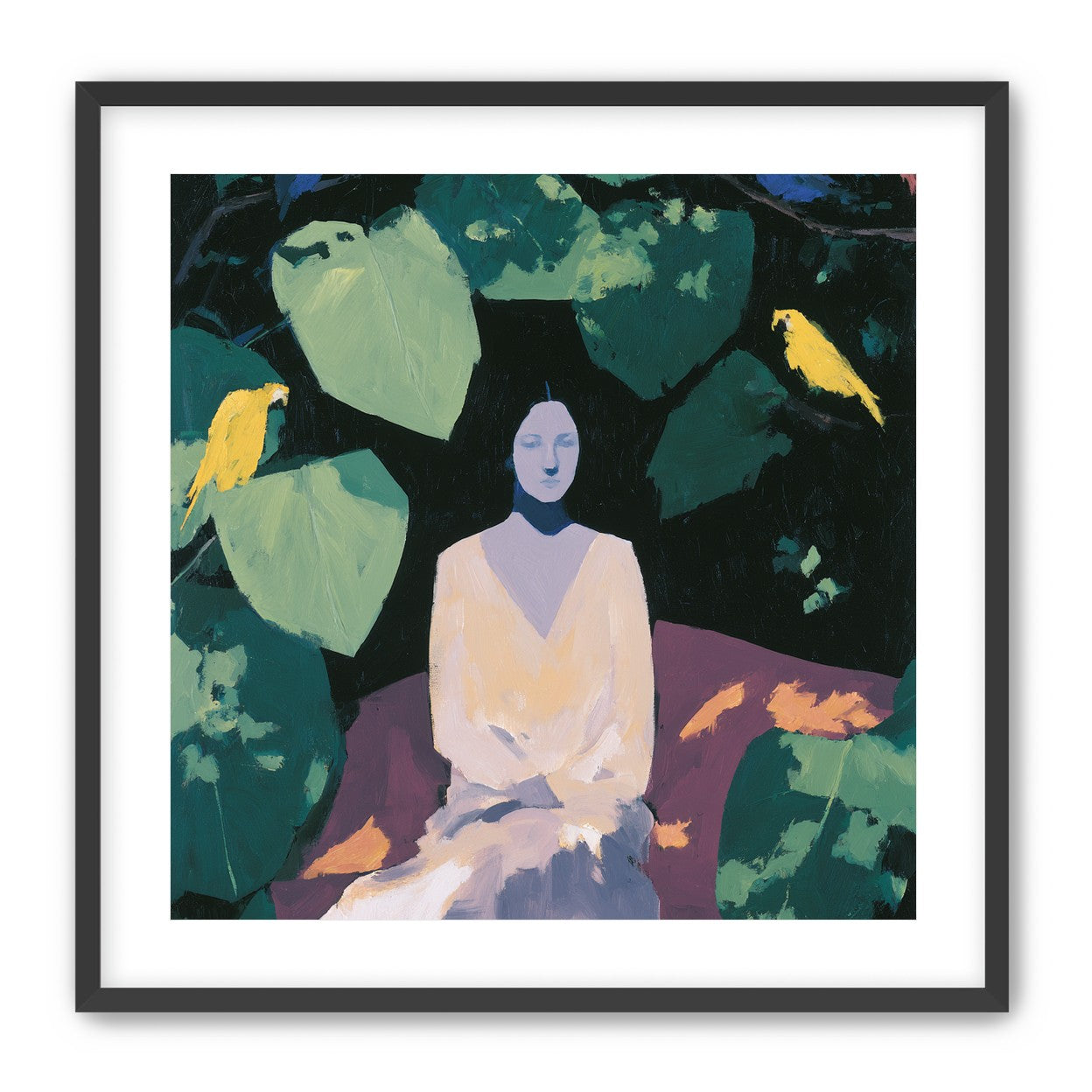 Pale dress under green leaves