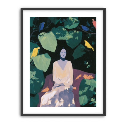 Pale dress under green leaves