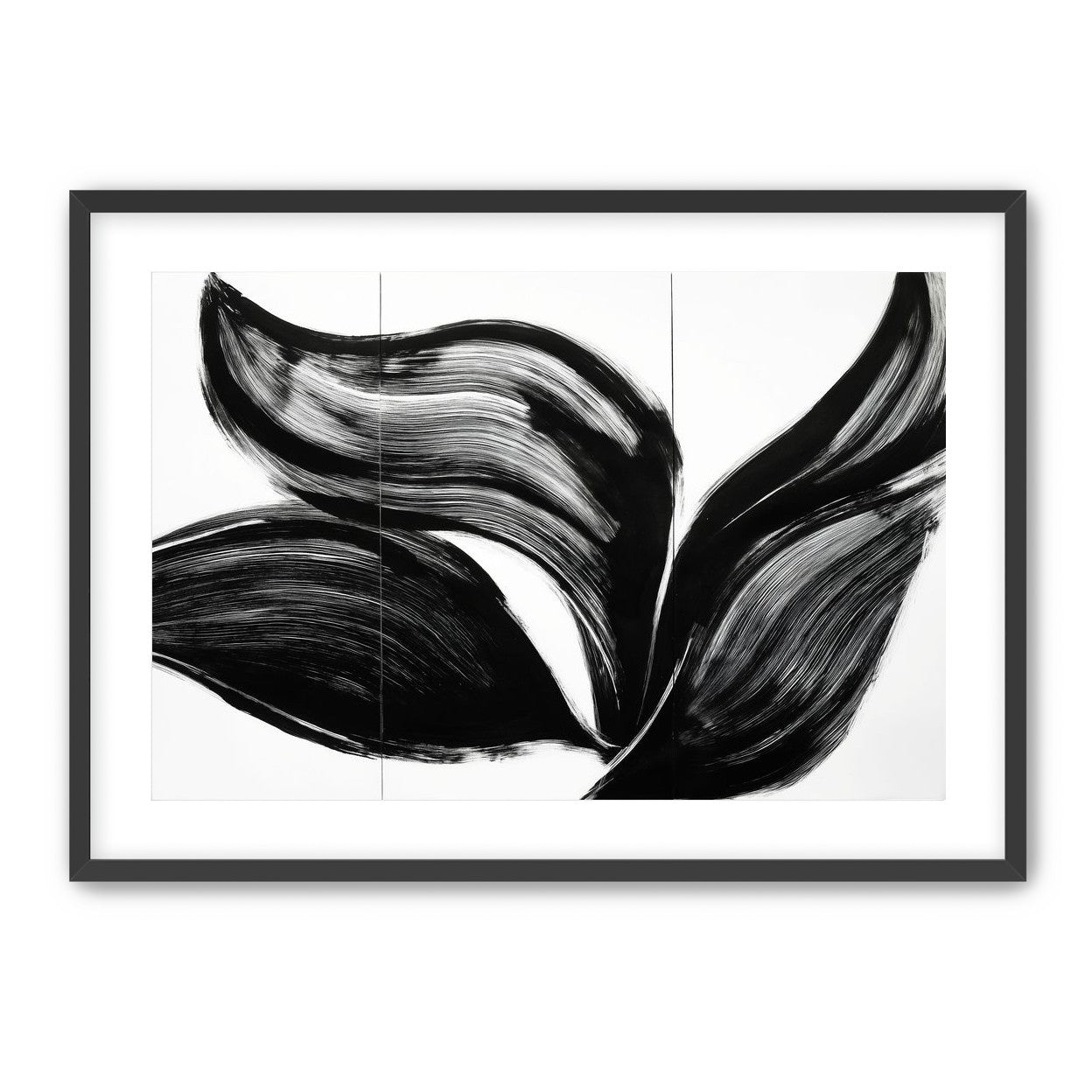 Three petals in black ink