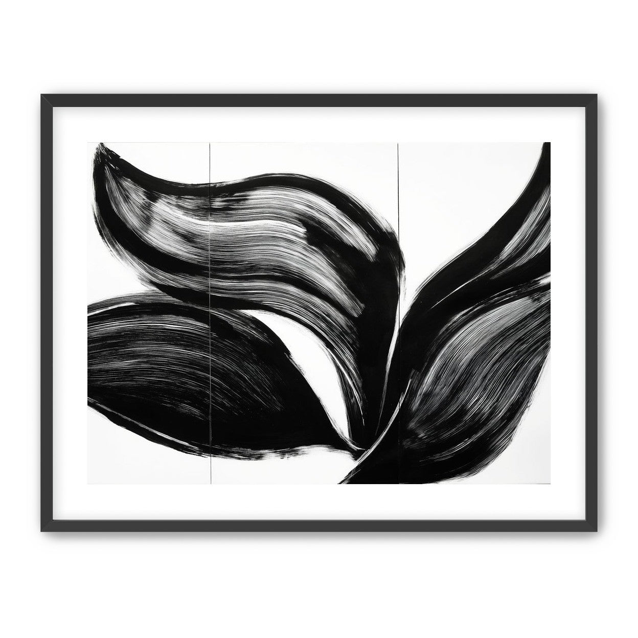 Three petals in black ink
