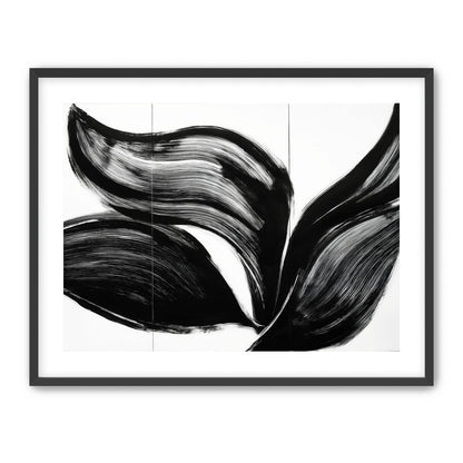 Three petals in black ink