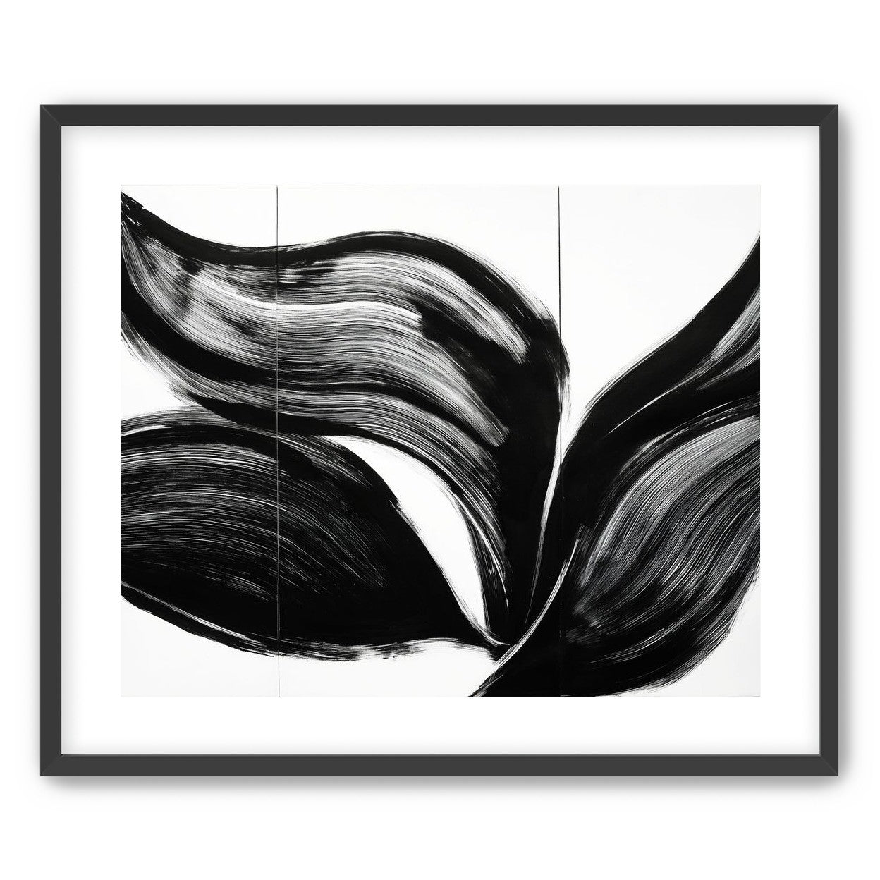 Three petals in black ink